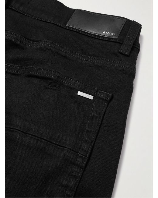 Amiri Black Thrasher Skinny-fit Leather-panelled Distressed Jeans for men