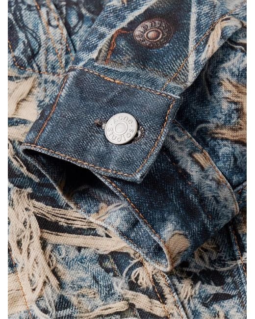 Acne Blue Rye Cropped Printed Denim Jacket for men