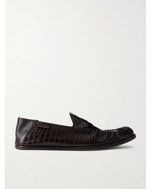 Tom Ford White Sebastian Croc-Effect Leather Loafers for men