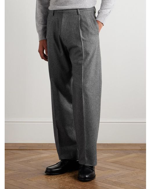 Boglioli Gray Straight-Leg Pleated Virgin Wool-Twill Suit Trousers for men