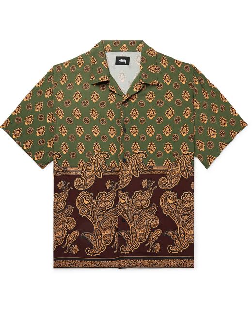 Stussy Green Camp-collar Paisley-print Woven Shirt for men
