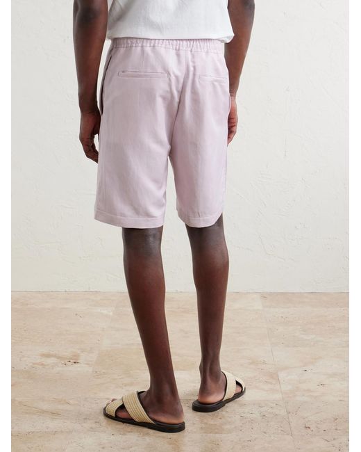 Canali Pink Straight-Leg Linen And Silk-Blend Bermuda Shorts for men
