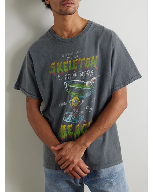 GALLERY DEPT. Gray Don'T Die Printed Distressed Cotton-Jersey T-Shirt for men