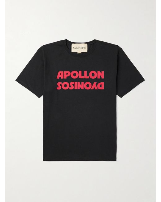 Valentino Garavani Black Printed Cotton-jersey T-shirt for men