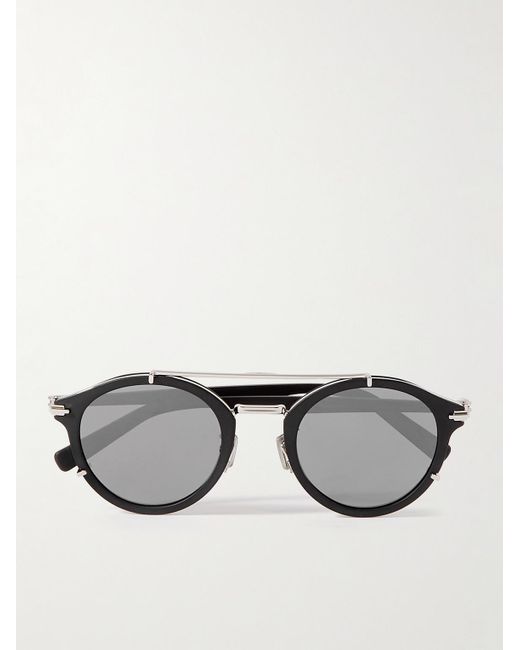 Dior Blacksuit R7U Sonnenbrille mit rundem Rahmen aus Azetat und silberfarbenen Details für Herren