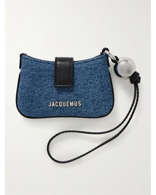 Jacquemus Blue Le Porte Bisou Logo-embellished Leather-trimmed Denim Pouch for men