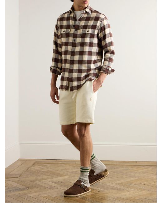 Polo Ralph Lauren Gerade geschnittene Shorts aus Baumwoll-Jersey mit Logostickerei und Kordelzugbund in Natural für Herren