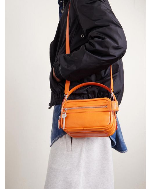 Camero Embellished Textured-Leather Messenger Bag di Acne in Orange da Uomo
