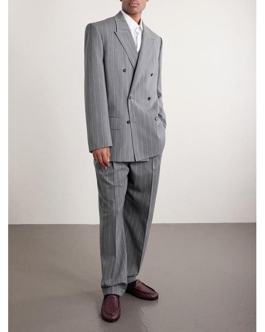 Bottega Veneta Gray Pinstriped Wool Blazer for men