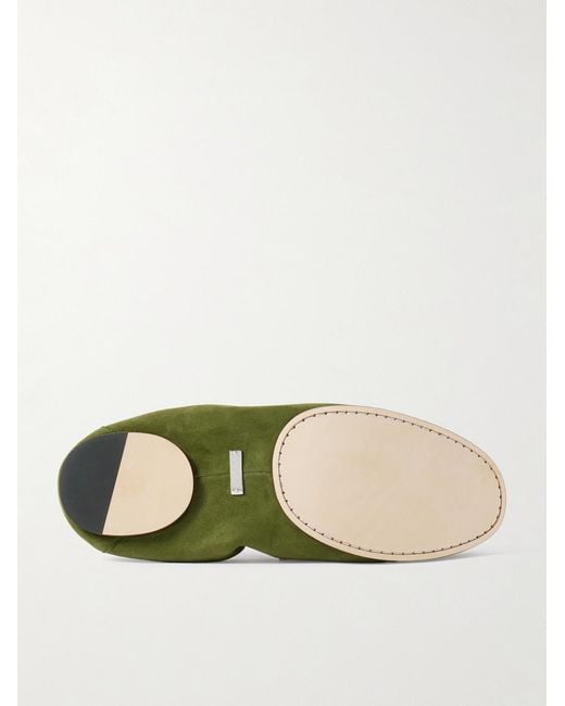 Gucci Green Horsebit-Embellished Webbing-Trimmed Suede Loafers for men
