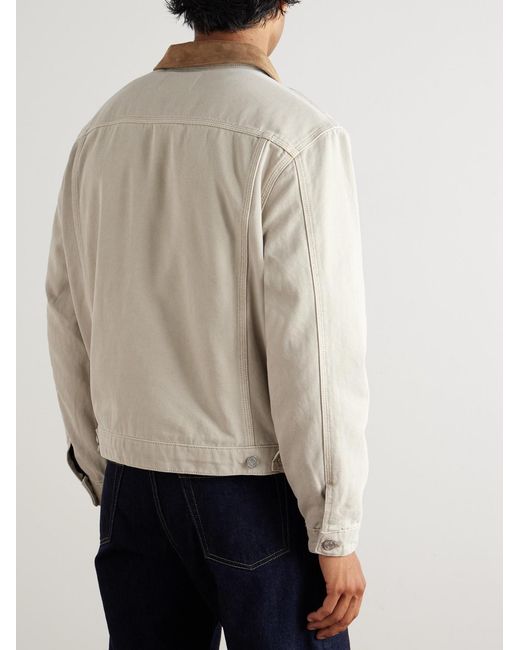 FRAME White Suede-trimmed Cotton-canvas Jacket for men