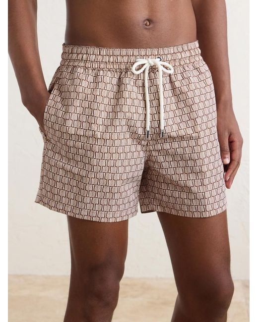 Frescobol Carioca Pink Straight-leg Mid-length Printed Recycled Swim Shorts for men