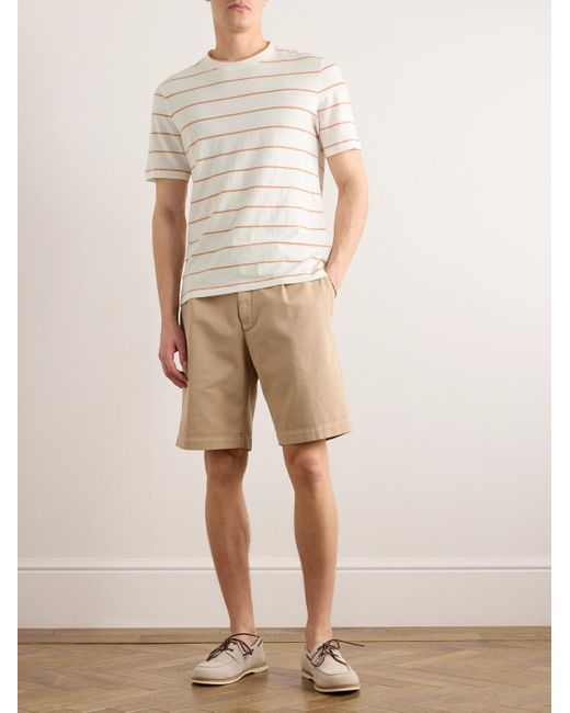 Brunello Cucinelli Natural Striped Linen And Cotton-blend T-shirt for men