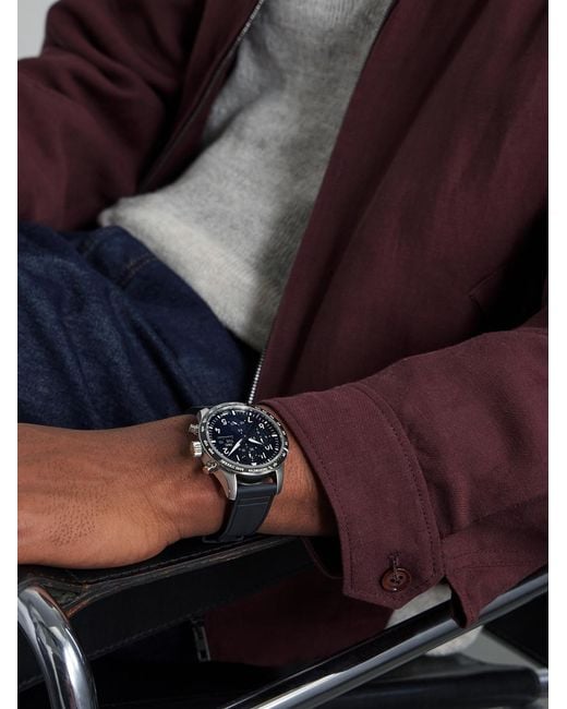 Iwc Black Pilot's Watch Automatic Chronograph Amg 42.5Mm Titanium And Rubber Watch, Ref. No. Iw388305 for men
