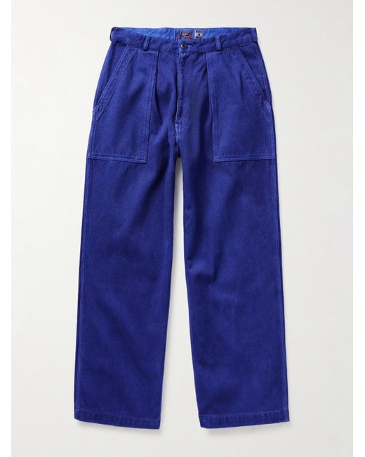 Blue Blue Japan Blue Wide-Leg-Dyed Sashiko Cotton Trousers for men