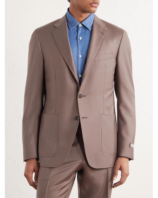 Canali Brown Kei Wool Suit Jacket for men