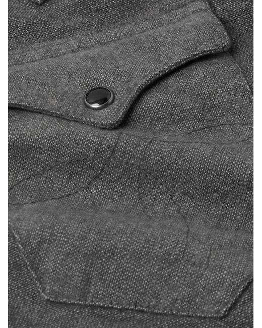 RRL Gray Brushed-Cotton Oxford Western Shirt for men