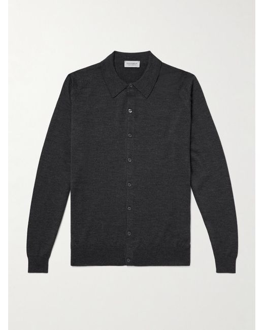 John Smedley Gray Tibor Merino Wool Cardigan for men