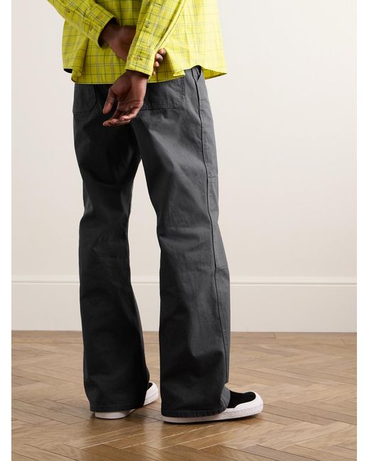 Acne Gray Palma Straight-Leg Pigment-Dyed Cotton-Canvas Trousers for men