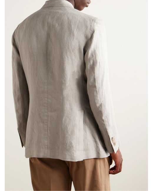 Boglioli Natural K-jacket Double-breasted Herringbone Woven Suit Jacket for men