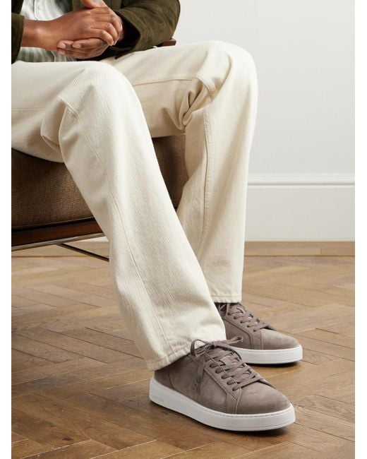 J.M. Weston Gray On Time Leather-trimmed Suede Sneakers for men