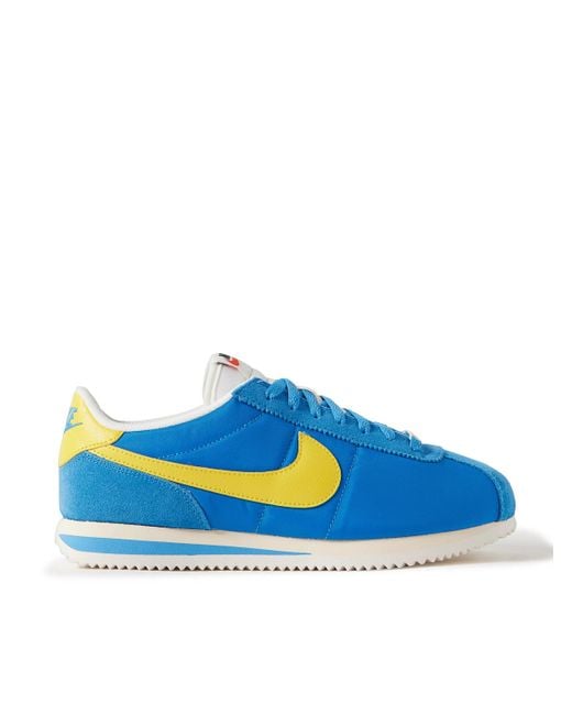 Nike Blue Cortez Suede And Leather-Trimmed Shell Sneakers for men