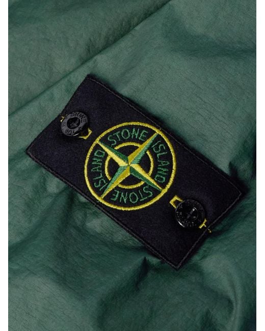 Stone Island Green Logo-Appliquéd Membrana 3L Tc Hooded Jacket for men