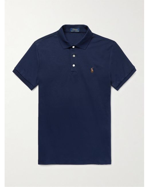 Polo Ralph Lauren Blue Slim-Fit Pima Cotton-Jersey Polo Shirt for men