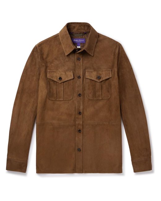 Ralph Lauren Purple Label Brown Barron Suede Shirt Jacket for men