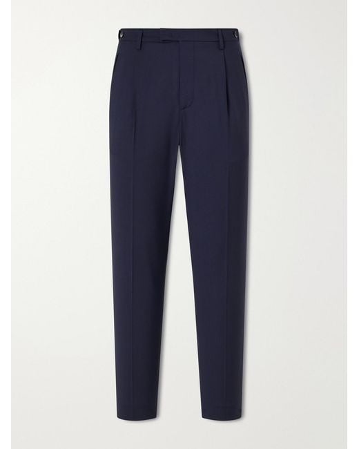 Barena Blue Straight-Leg Pleated Virgin Wool Suit Trousers for men