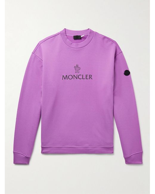 Moncler Purple Logo-Print Cotton-Jersey Sweatshirt for men