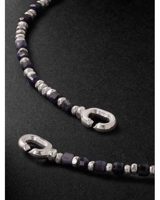 M. Cohen Black Percep Two Sterling, Sapphire And Lapis Lazuli Beaded Wrap Bracelet for men