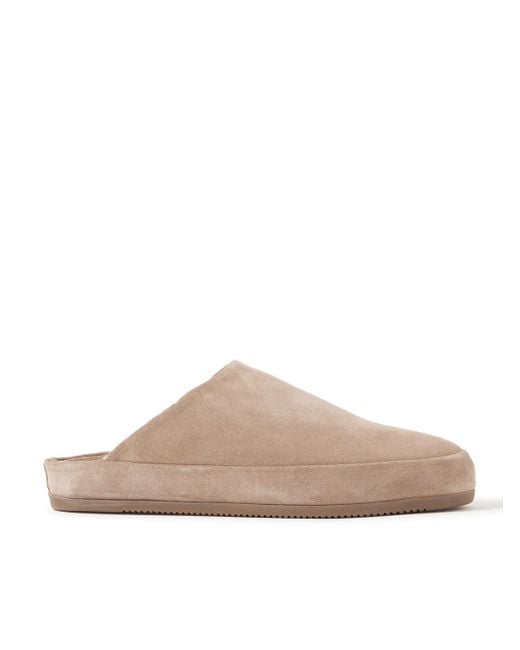Mulo Brown Shearling-Lined Suede Slippers for men