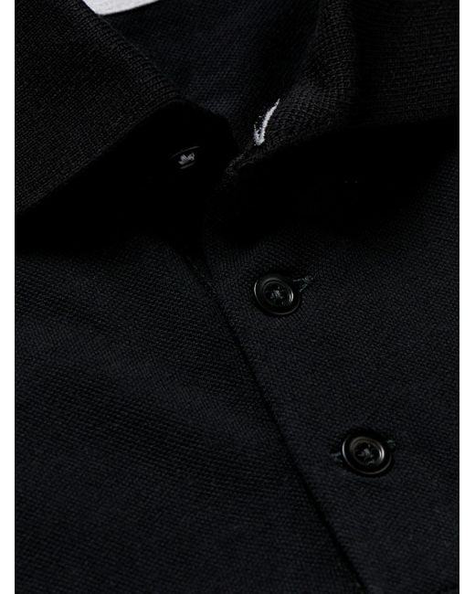 Brunello Cucinelli Black Slim-Fit Cotton-Piqué Polo Shirt for men