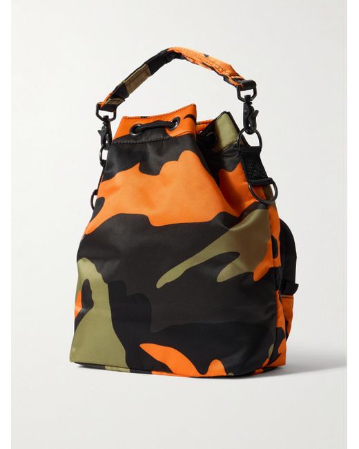 Porter-Yoshida and Co Black Balloon Sac Small Camouflage-Print Nylon-Twill Bucket Bag for men