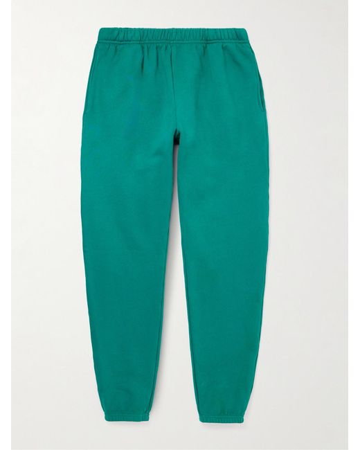Les Tien Green Tapered Garment-Dyed Cotton-Jersey Sweatpants for men