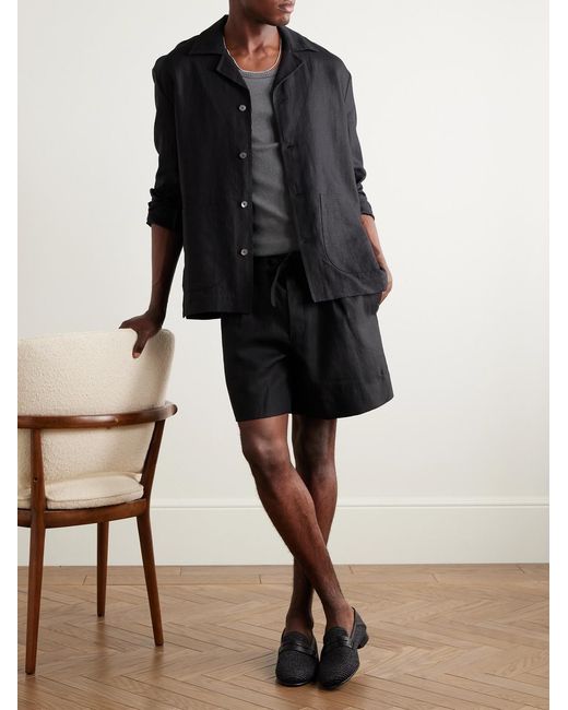 STÒFFA Black Linen-Twill Shorts for men