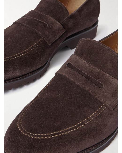 Majordome Brown M08 Suede Penny Loafers for men