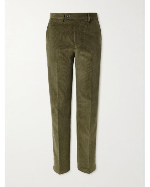 James Purdey & Sons Green Straight-Leg Cotton-Corduroy Trousers for men