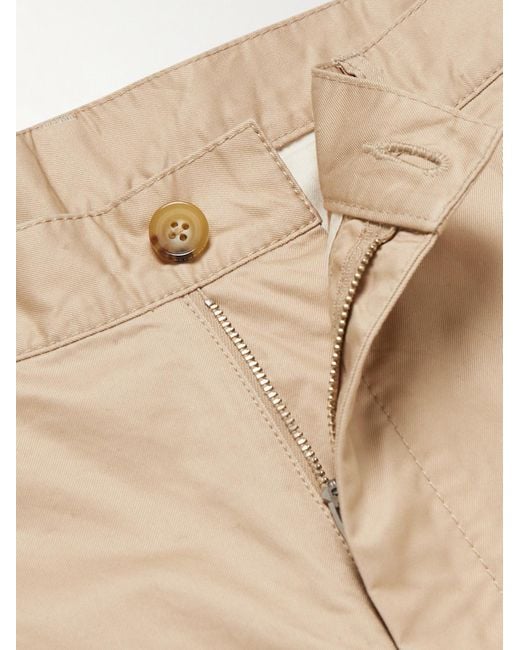 Beams Plus Natural Tapered Pleated Cotton-Twill Trousers for men