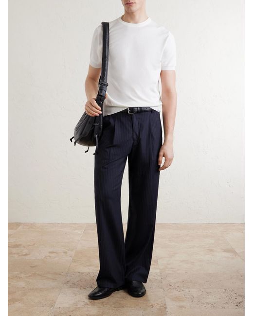 Canali White Knitted Cotton T-Shirt for men