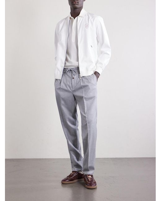Brunello Cucinelli White Logo-Appliquéd Shell Jacket for men