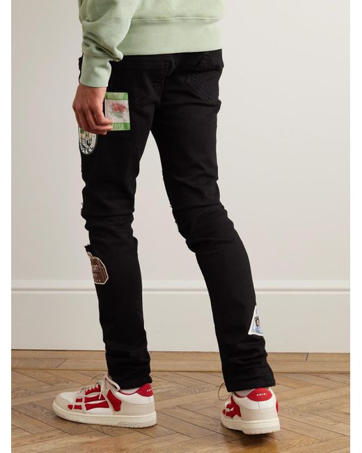 Amiri Skinny Jeans mit Applikationen in Distressed-Optik in Black für Herren