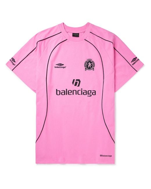 Balenciaga Pink Oversized Embroidered Logo-print Cotton-jersey T-shirt for men