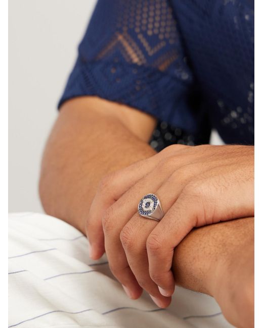 Ileana Makri Black Little Dawn Chevalier 18-Karat, Sapphire And Diamond Ring for men