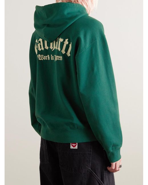 Carhartt Green Onyx Logo-embroidered Cotton-jersey Hoodie for men
