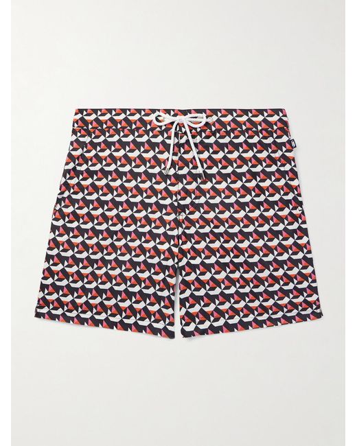 Richard James Red Straight-Leg Mid-Length Printed Recycled Swim Shorts for men