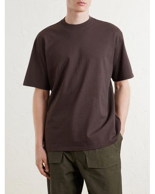 A.PRESSE Brown Heavy Weight Cotton-Jersey T-Shirt for men