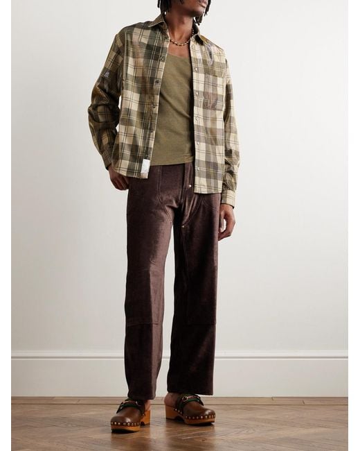4SDESIGNS Brown Checked Shell-Lamé Overshirt for men