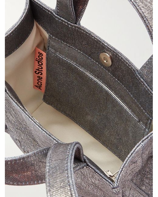 Acne Gray Logo-Embossed Metallic Denim Tote Bag for men